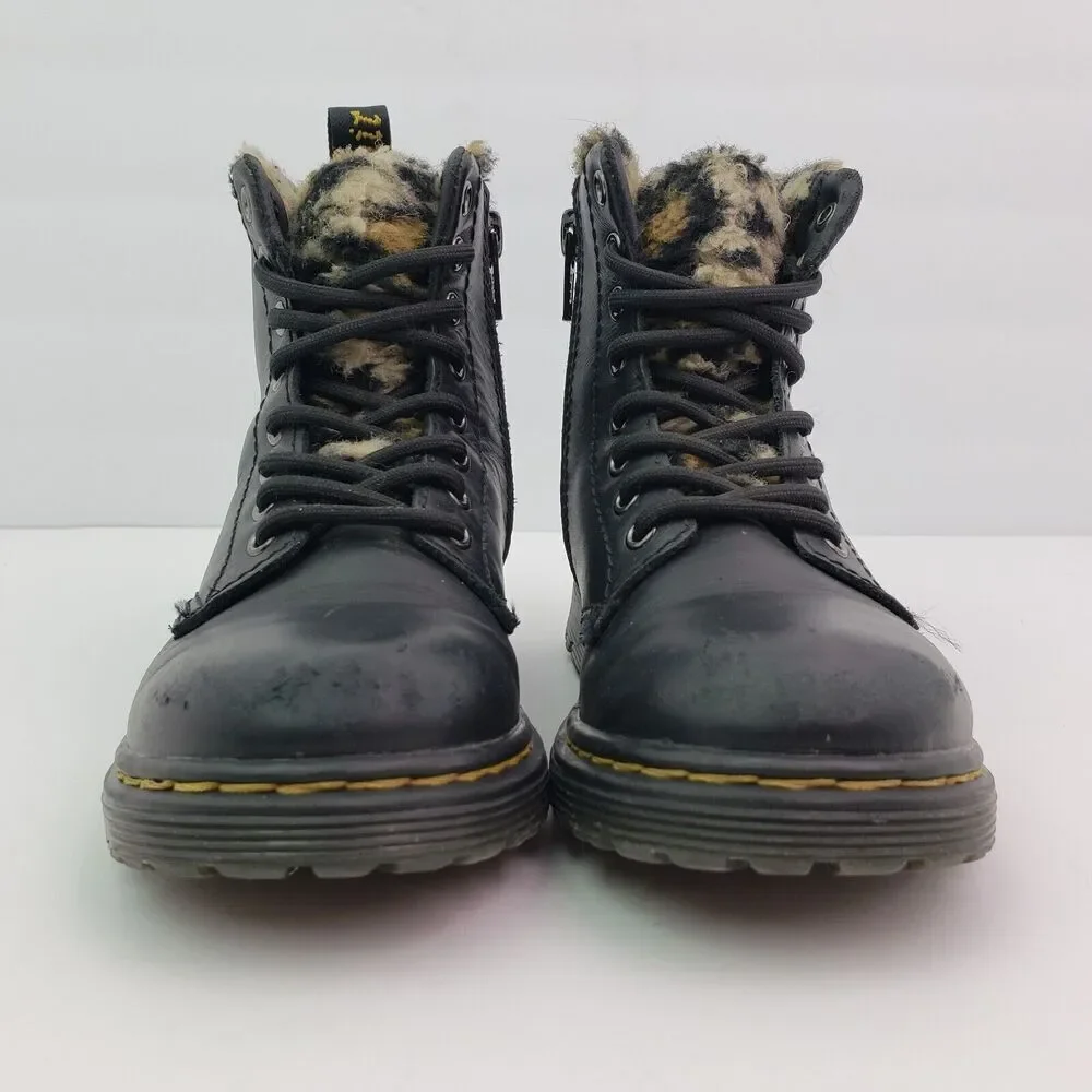 Dr Martens 1460 Serena Leo Toddler Girls Sz 11 Black Leather Leopard Ankle Boots